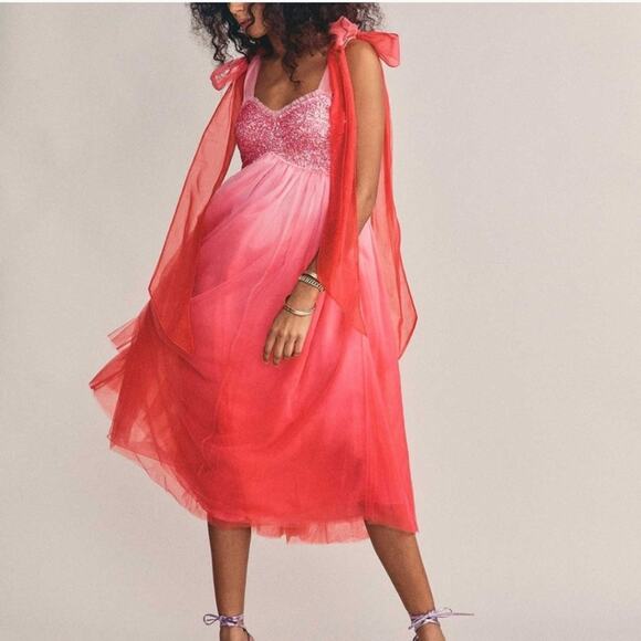 LoveShackFancy Romia Millennial Pink Ombre Hand Dye Size 0 Dress - Picture 14 of 14